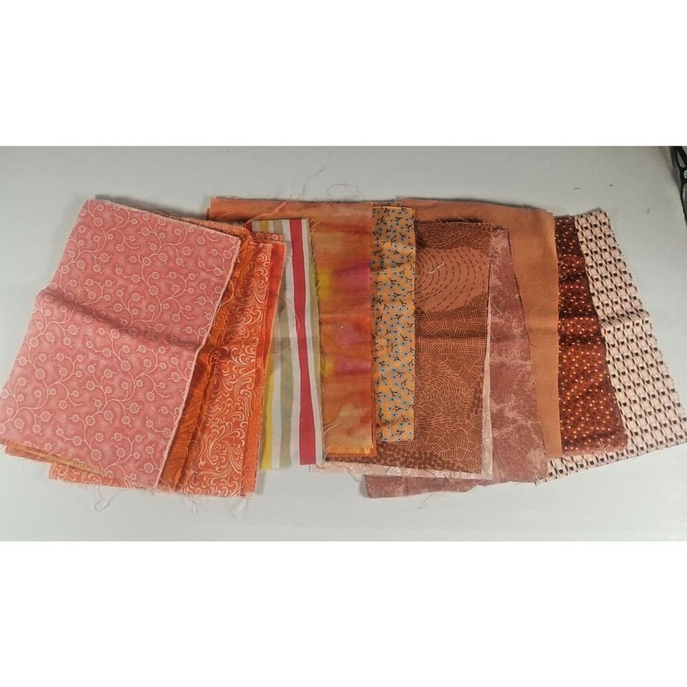 Orange Assortment Fabric Quilting, Crafts, Sewing Cotton 9" x 6" Lot of 33